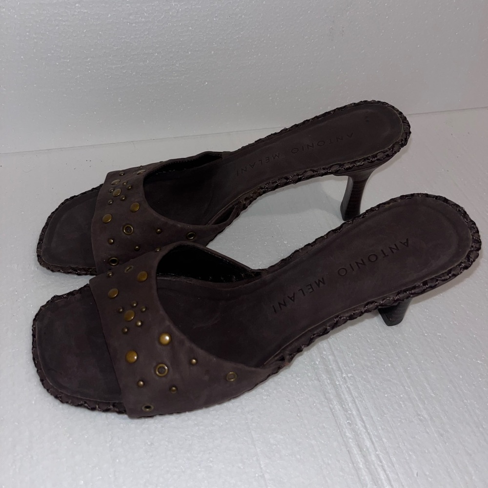Antonio Melani Brown Kitten Heel Mules